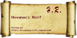 Hovanecz Rolf névjegykártya